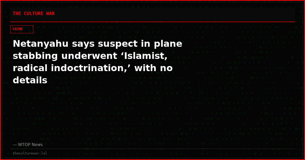Netanyahu says suspect in plane stabbing underwent ‘Islamist, radical indoctrination,’ with no details