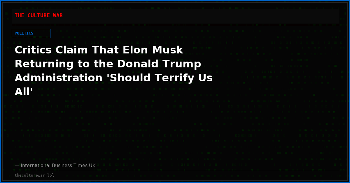 Critics Claim That Elon Musk Returning to the Donald Trump Administration 'Should Terrify Us All'