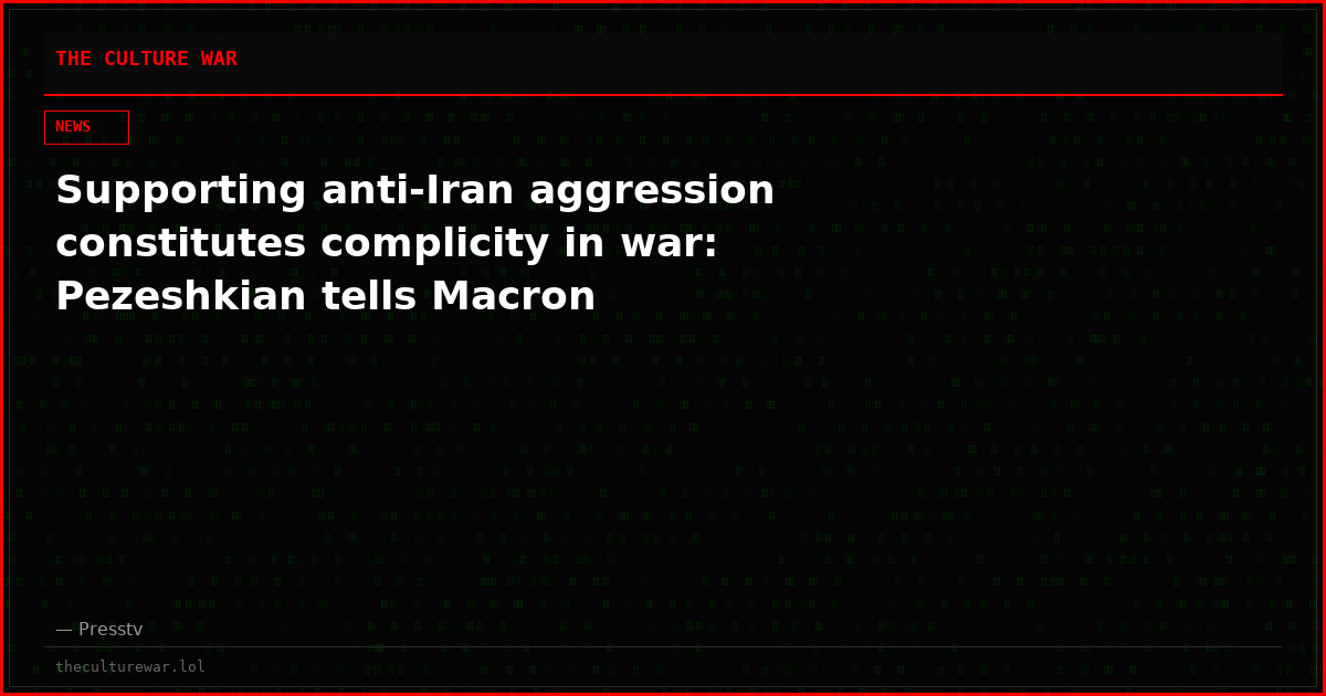 Supporting anti-Iran aggression constitutes complicity in war: Pezeshkian tells Macron