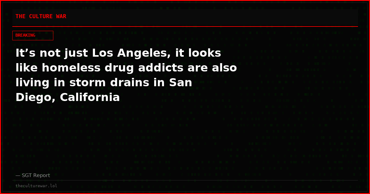 It’s not just Los Angeles, it looks like homeless drug addicts are also living in storm drains in San Diego, California
