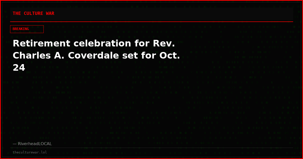 Retirement celebration for Rev. Charles A. Coverdale set for Oct. 24