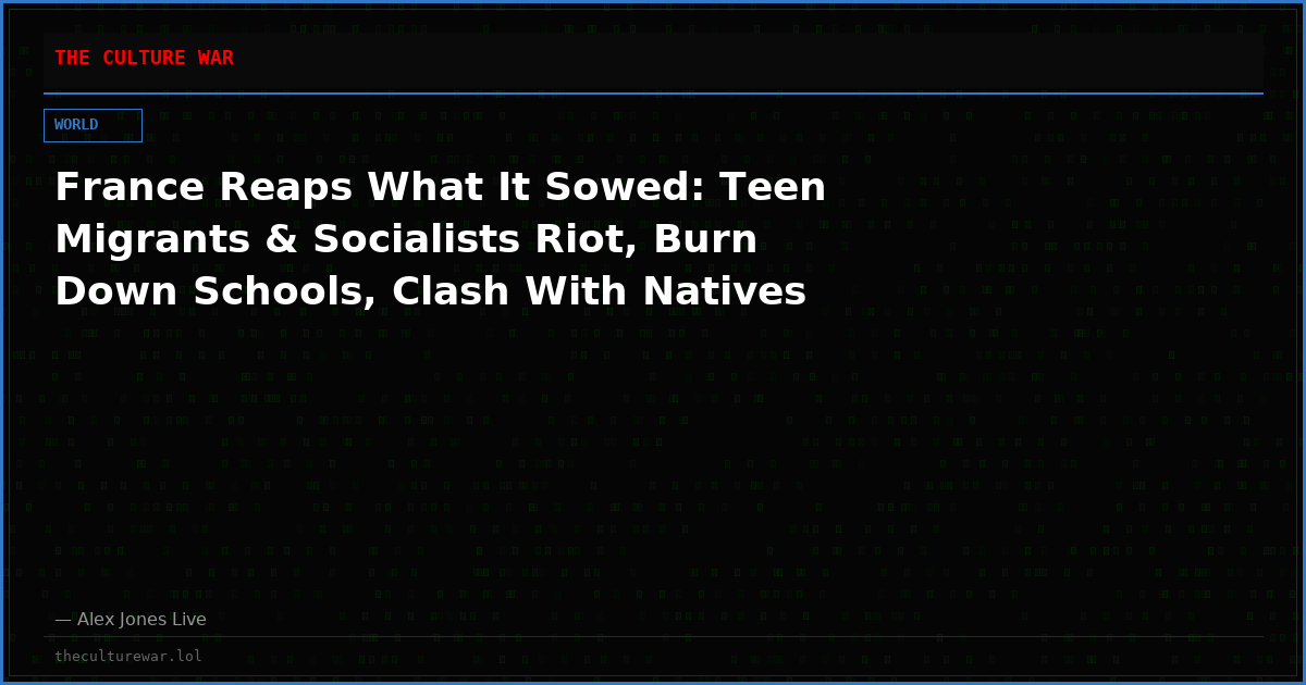 France Reaps What It Sowed: Teen Migrants & Socialists Riot, Burn Down Schools, Clash With Natives