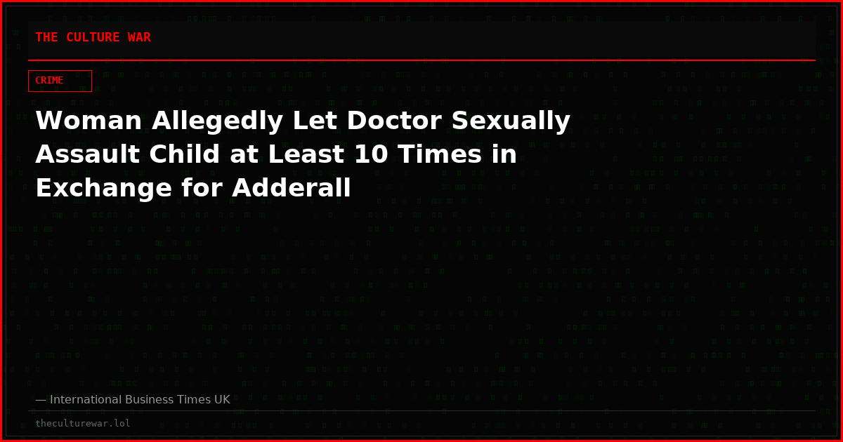 Woman Allegedly Let Doctor Sexually Assault Child at Least 10 Times in Exchange for Adderall