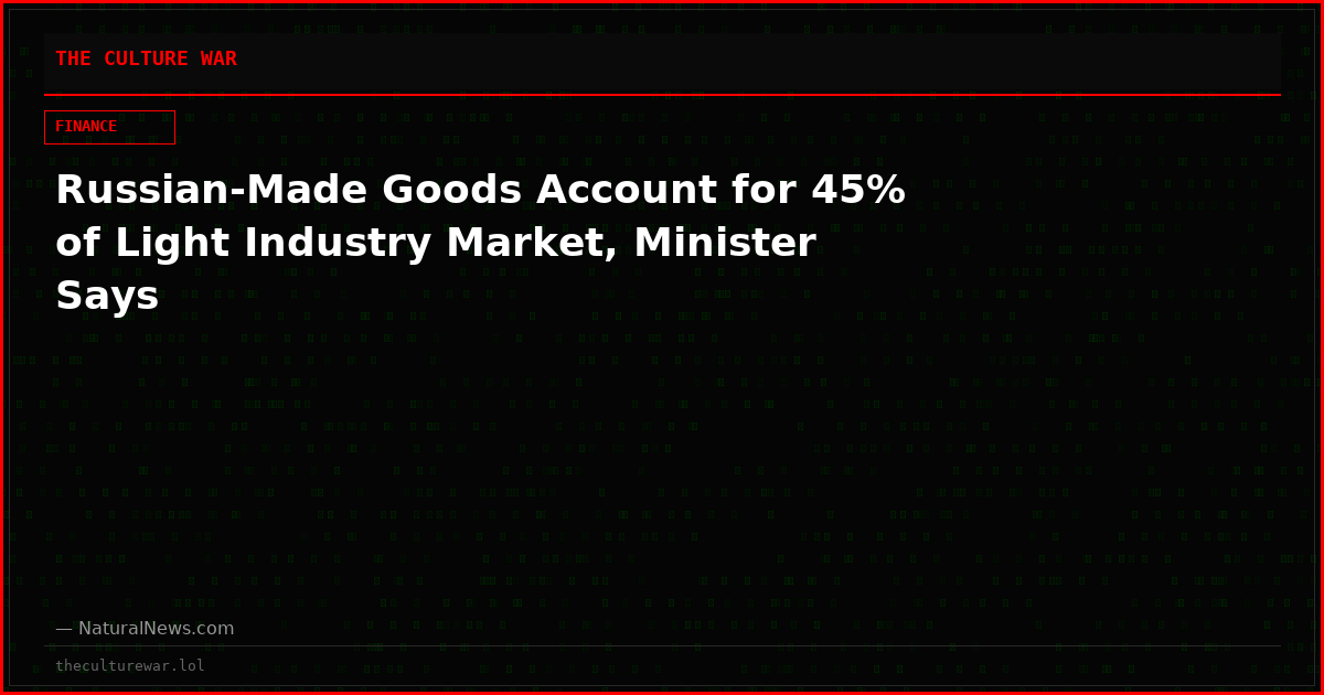 Russian-Made Goods Account for 45% of Light Industry Market, Minister Says
