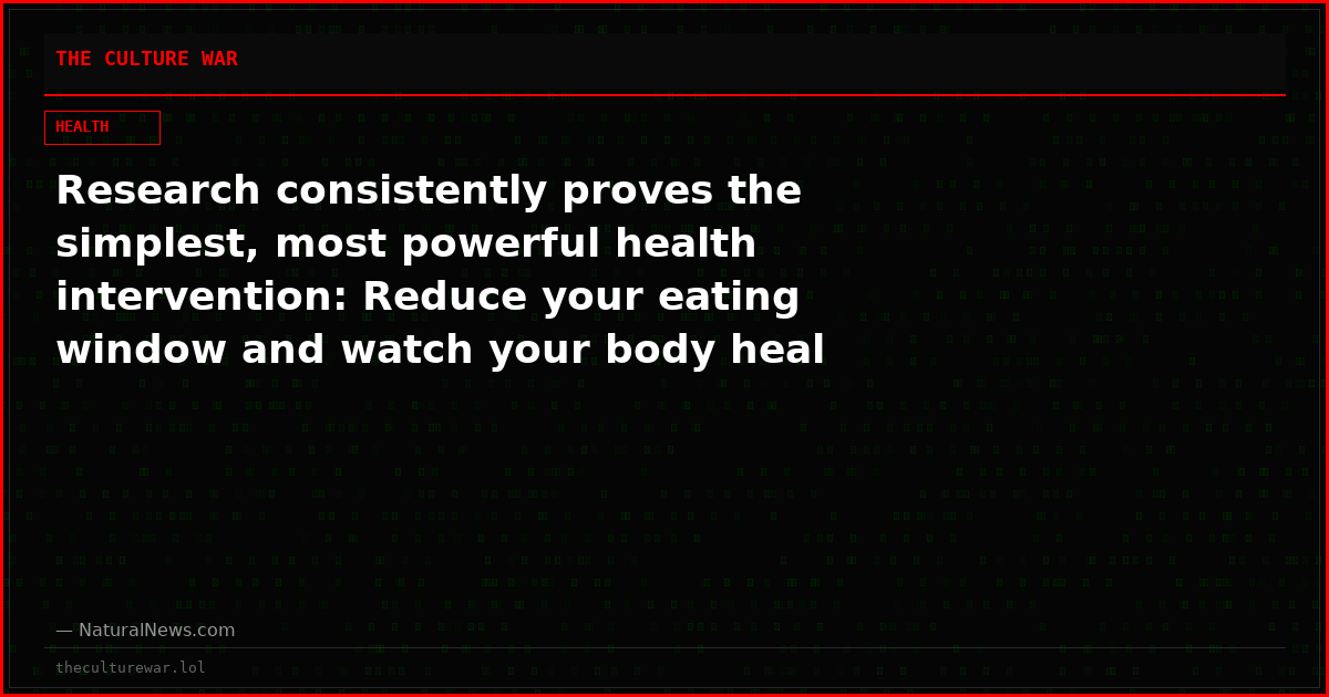 Research consistently proves the simplest, most powerful health intervention: Reduce your eating window and watch your body heal