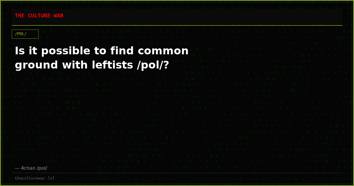 Is it possible to find common ground with leftists /pol/?