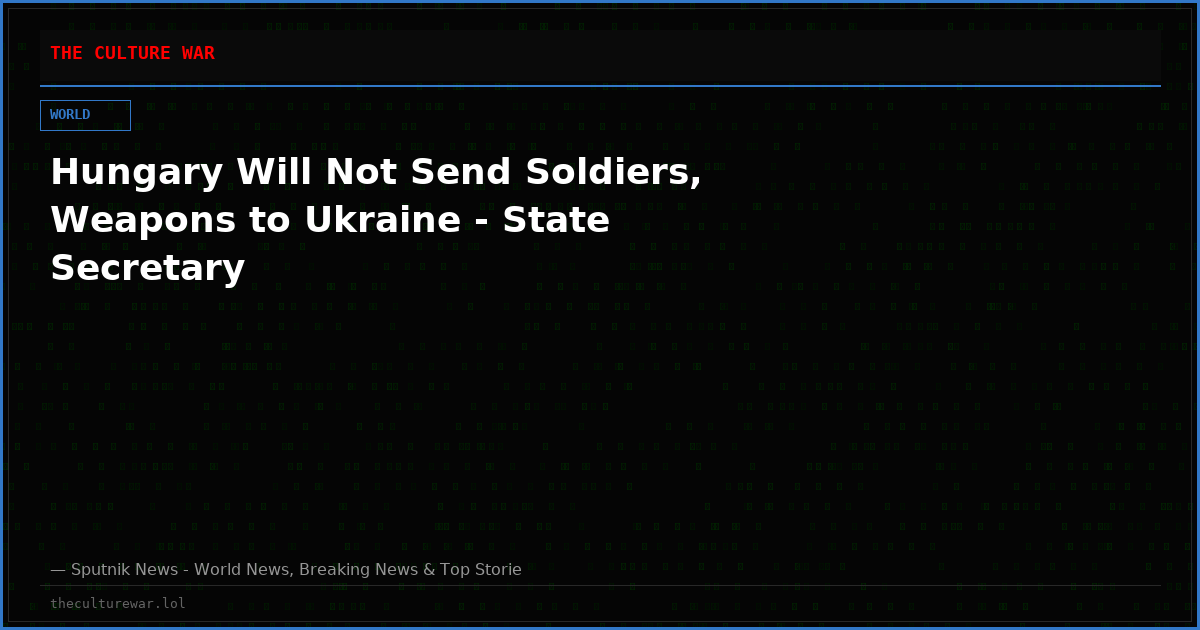 Hungary Will Not Send Soldiers, Weapons to Ukraine - State Secretary