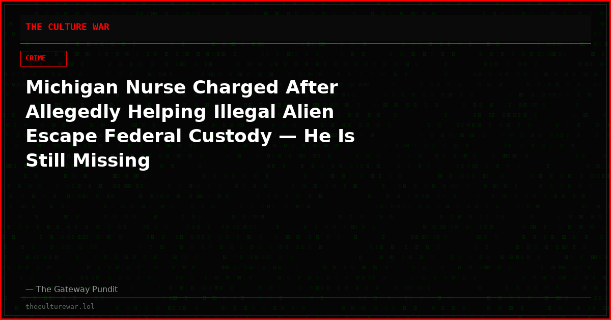 Michigan Nurse Charged After Allegedly Helping Illegal Alien Escape Federal Custody — He Is Still Missing