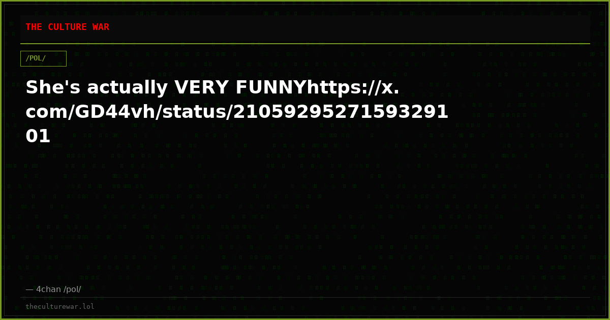 She's actually VERY FUNNYhttps://x.com/GD44vh/status/2105929527159329101