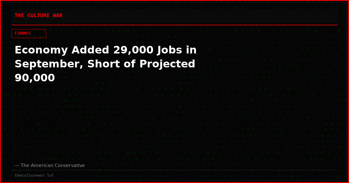 Economy Added 29,000 Jobs in September, Short of Projected 90,000
