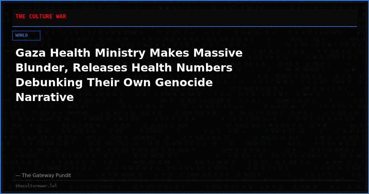 Gaza Health Ministry Makes Massive Blunder, Releases Health Numbers Debunking Their Own Genocide Narrative