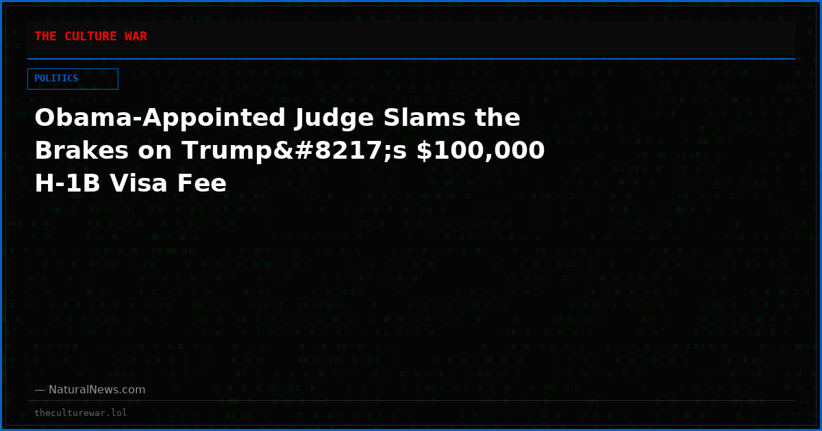 Obama-Appointed Judge Slams the Brakes on Trump’s $100,000 H-1B Visa Fee