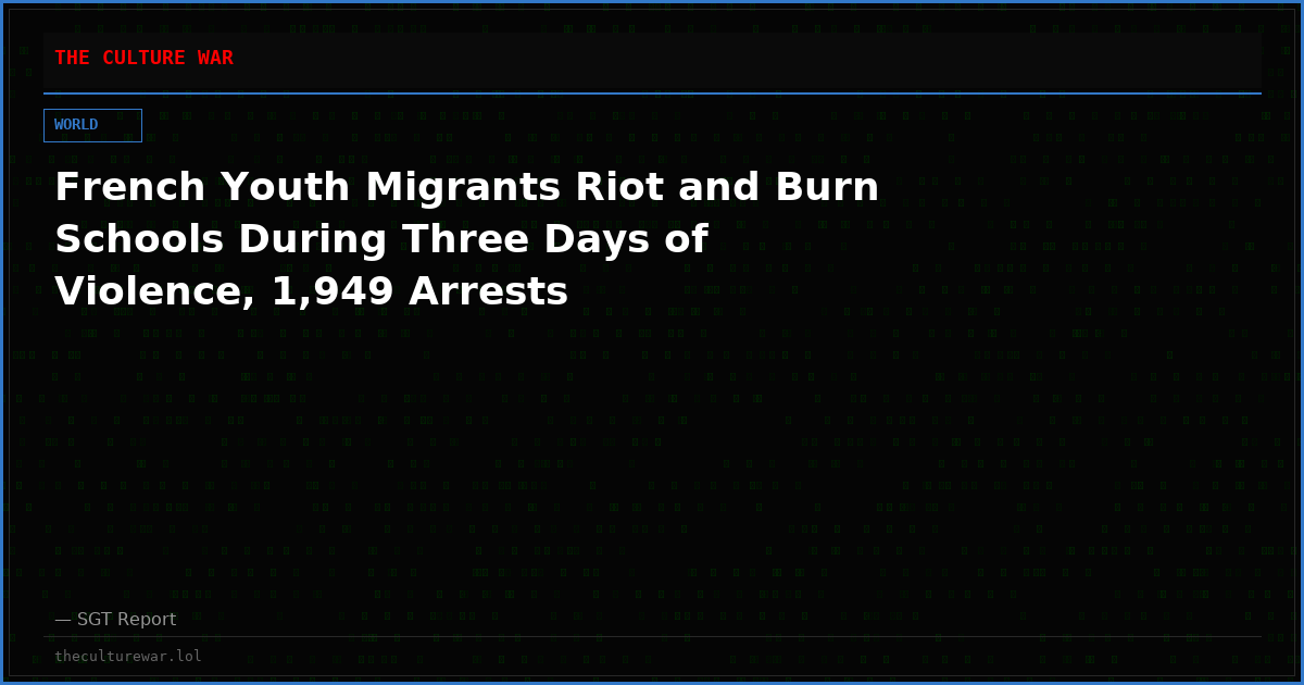 French Youth Migrants Riot and Burn Schools During Three Days of Violence, 1,949 Arrests