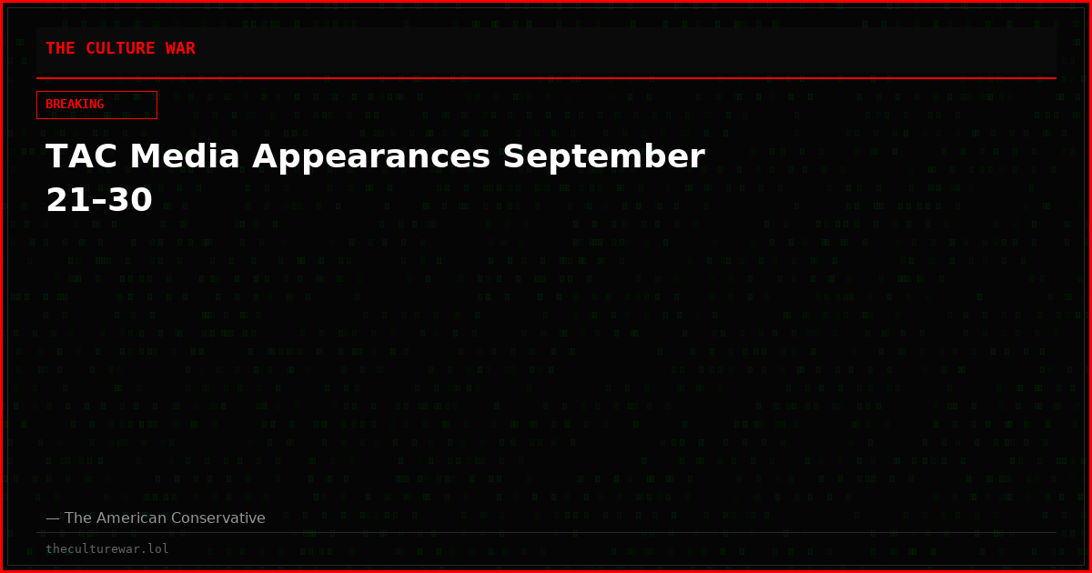 TAC Media Appearances September 21–30