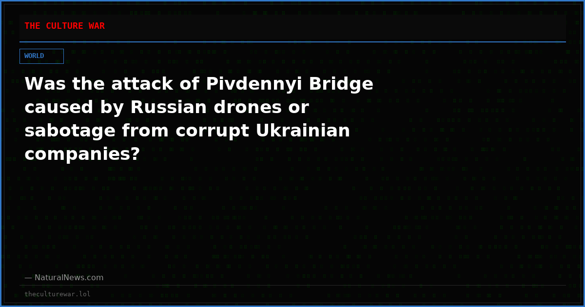 Was the attack of Pivdennyi Bridge caused by Russian drones or sabotage from corrupt Ukrainian companies?