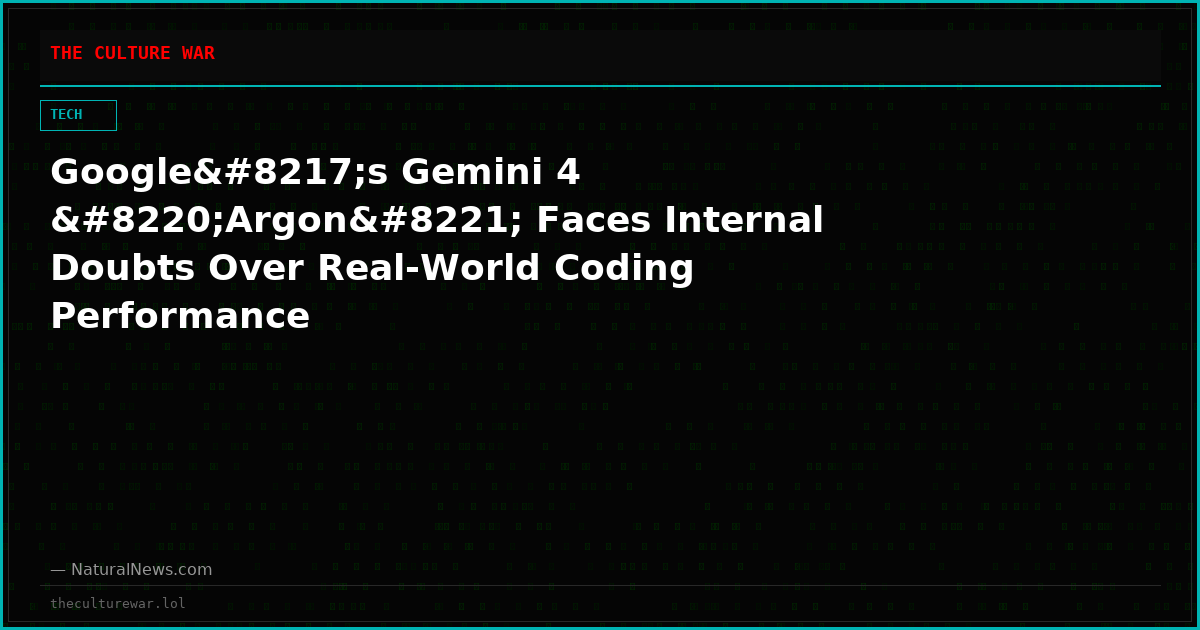 Google’s Gemini 4 “Argon” Faces Internal Doubts Over Real-World Coding Performance