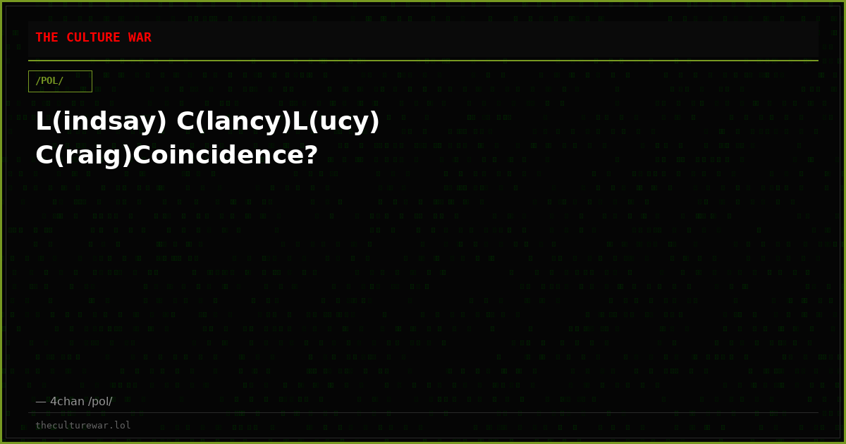 L(indsay) C(lancy)L(ucy) C(raig)Coincidence?