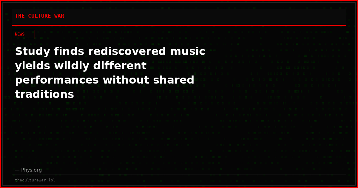 Study finds rediscovered music yields wildly different performances without shared traditions