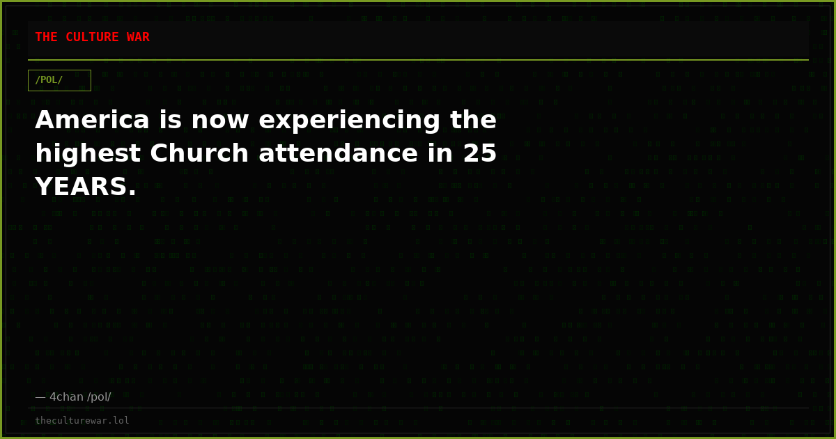 America is now experiencing the highest Church attendance in 25 YEARS.
