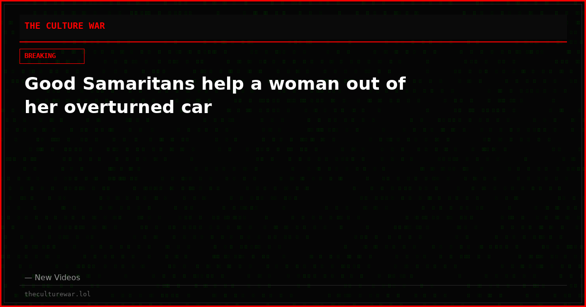 Good Samaritans help a woman out of her overturned car