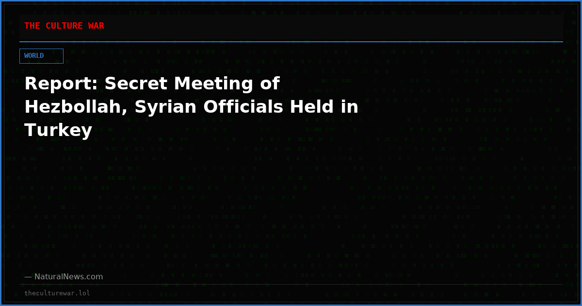 Report: Secret Meeting of Hezbollah, Syrian Officials Held in Turkey