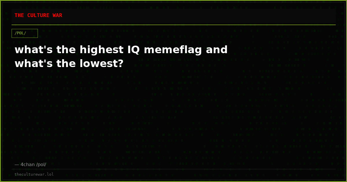 what's the highest IQ memeflag and what's the lowest?