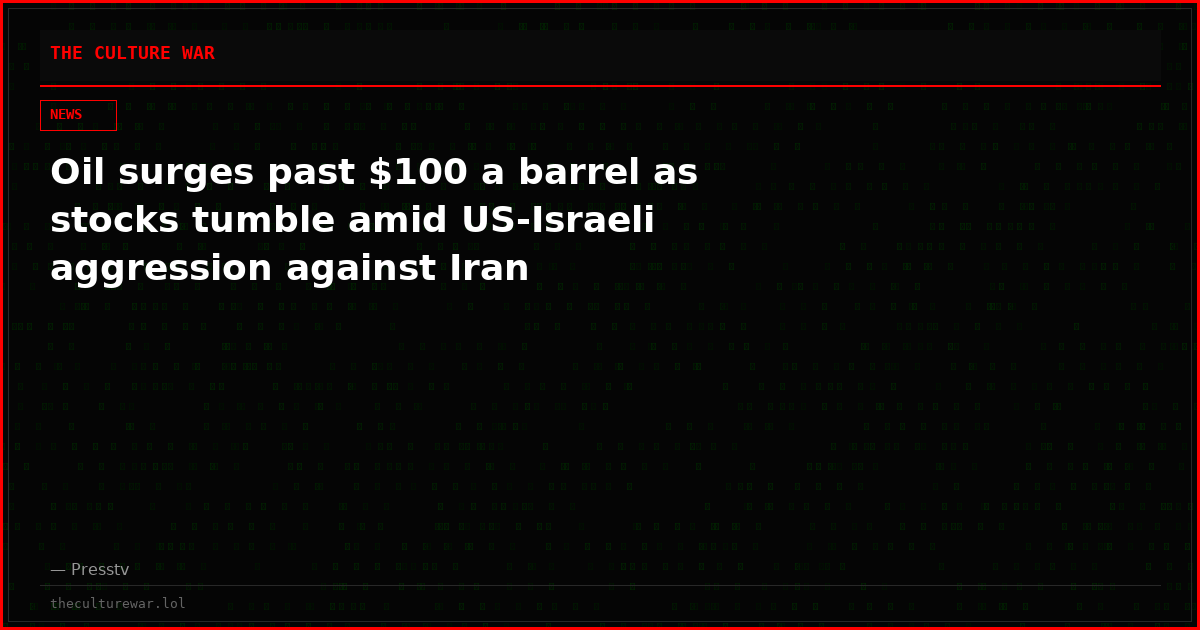 Oil surges past $100 a barrel as stocks tumble amid US-Israeli aggression against Iran