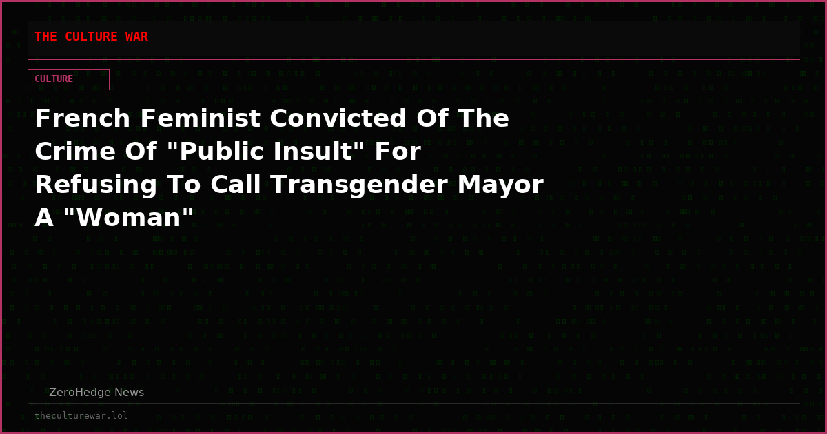 French Feminist Convicted Of The Crime Of "Public Insult" For Refusing To Call Transgender Mayor A "Woman"