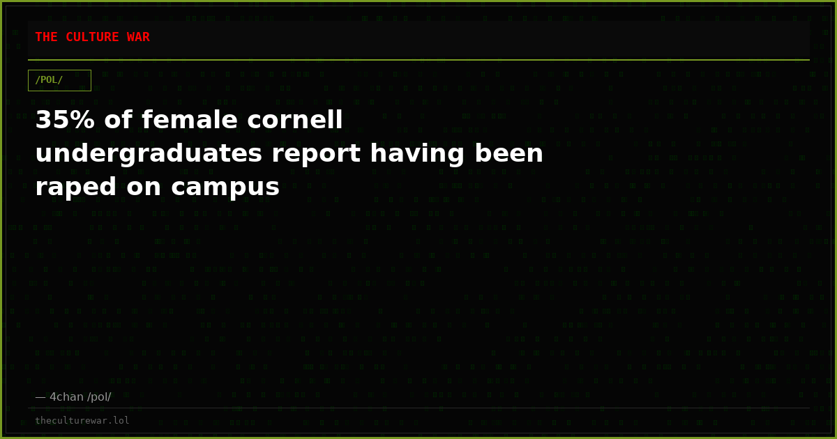35% of female cornell undergraduates report having been raped on campus