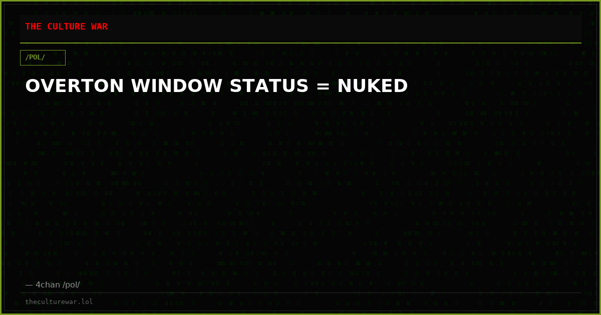 OVERTON WINDOW STATUS = NUKED