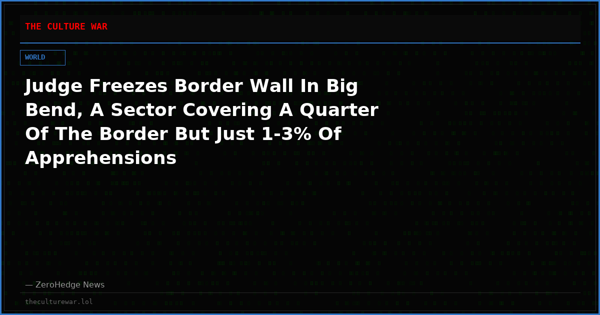 Judge Freezes Border Wall In Big Bend, A Sector Covering A Quarter Of The Border But Just 1-3% Of Apprehensions
