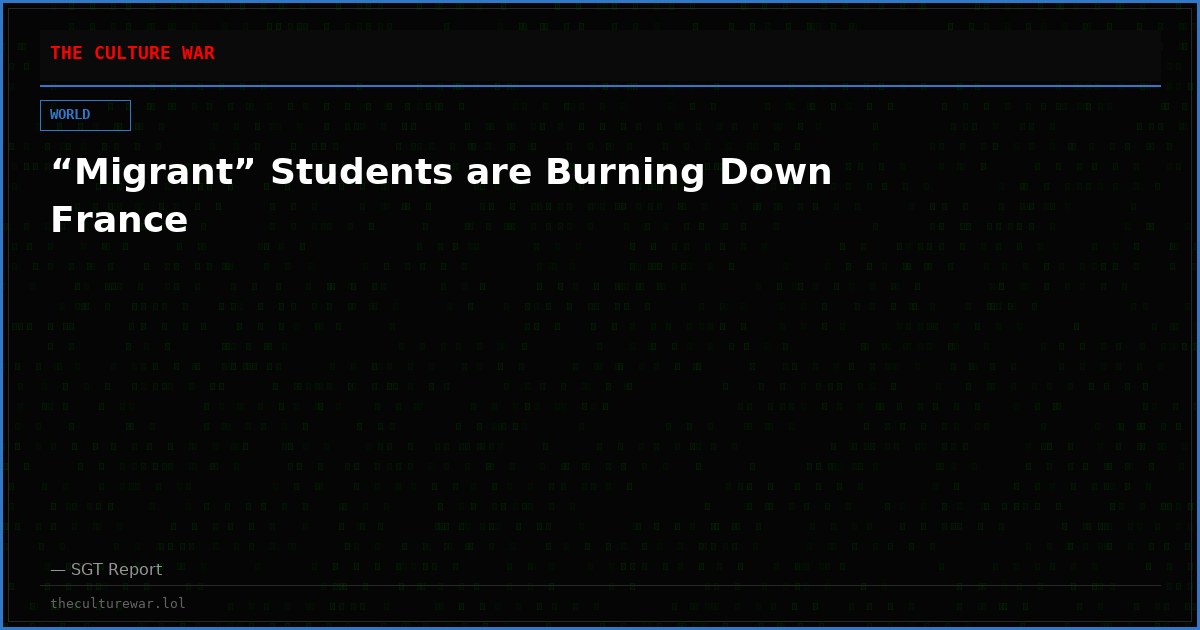 “Migrant” Students are Burning Down France