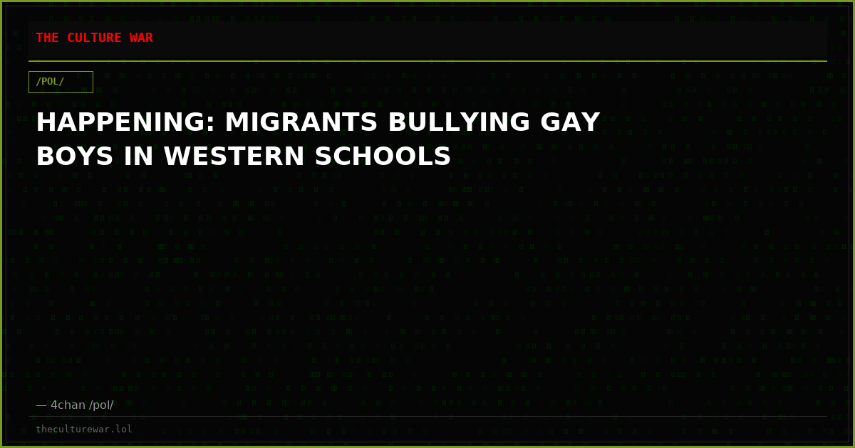 HAPPENING: MIGRANTS BULLYING GAY BOYS IN WESTERN SCHOOLS