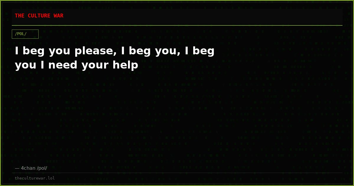 I beg you please, I beg you, I beg you I need your help