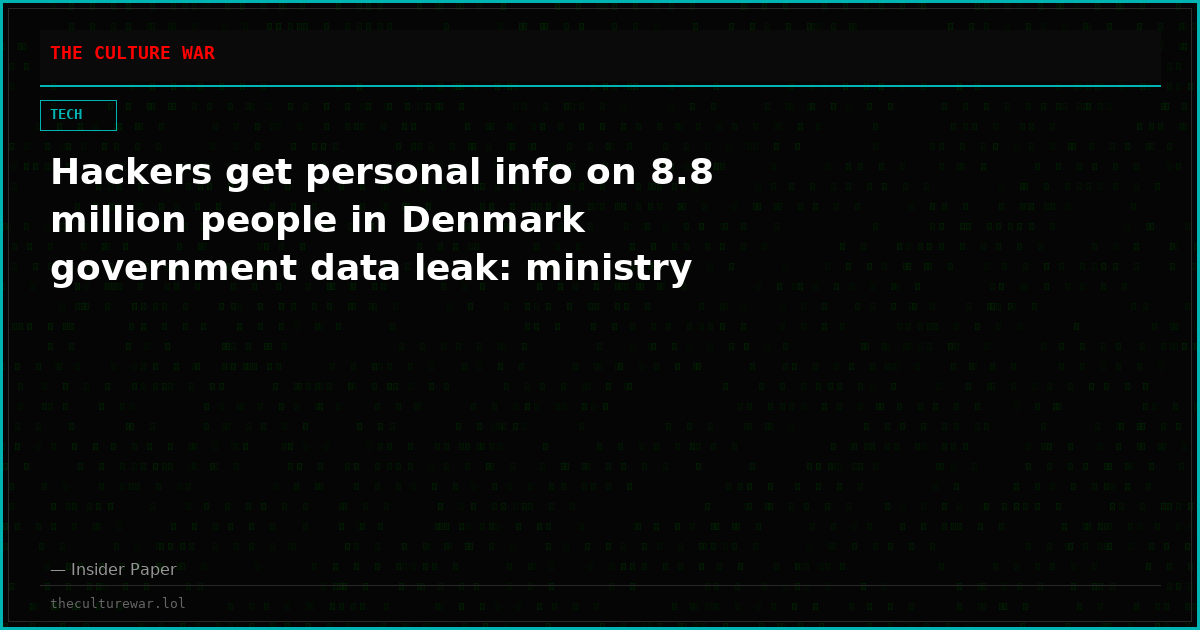 Hackers get personal info on 8.8 million people in Denmark government data leak: ministry
