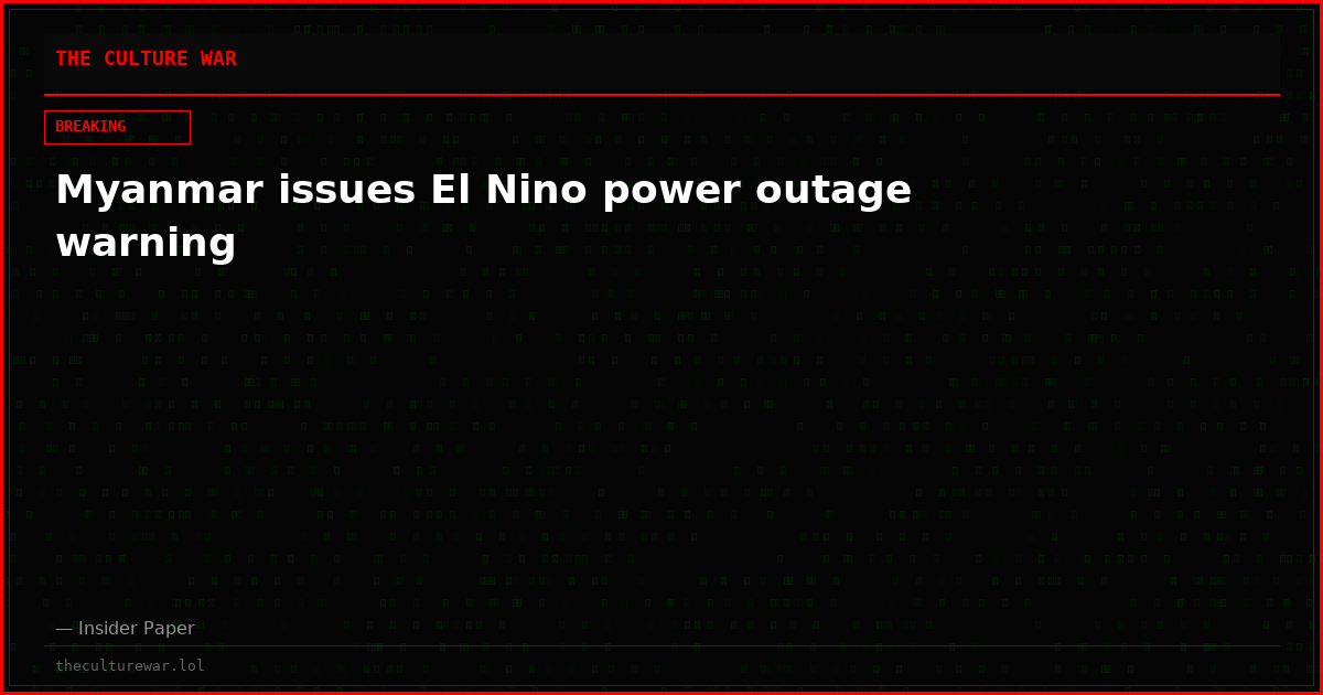 Myanmar issues El Nino power outage warning