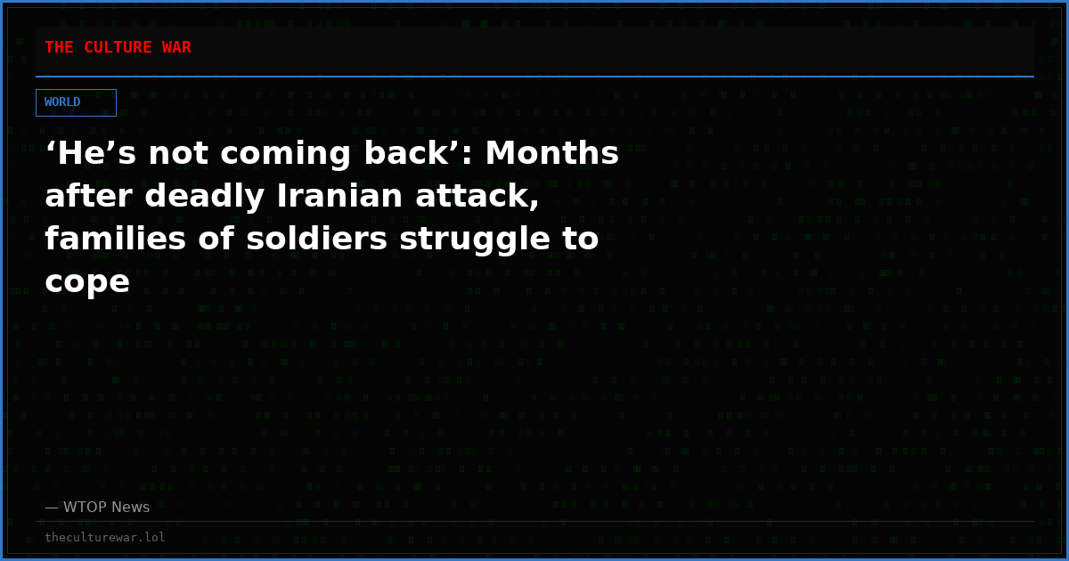 ‘He’s not coming back’: Months after deadly Iranian attack, families of soldiers struggle to cope