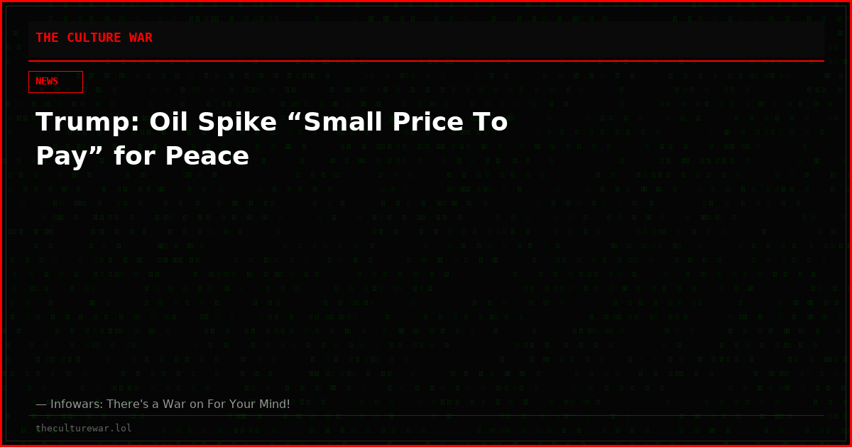 Trump: Oil Spike “Small Price To Pay” for Peace