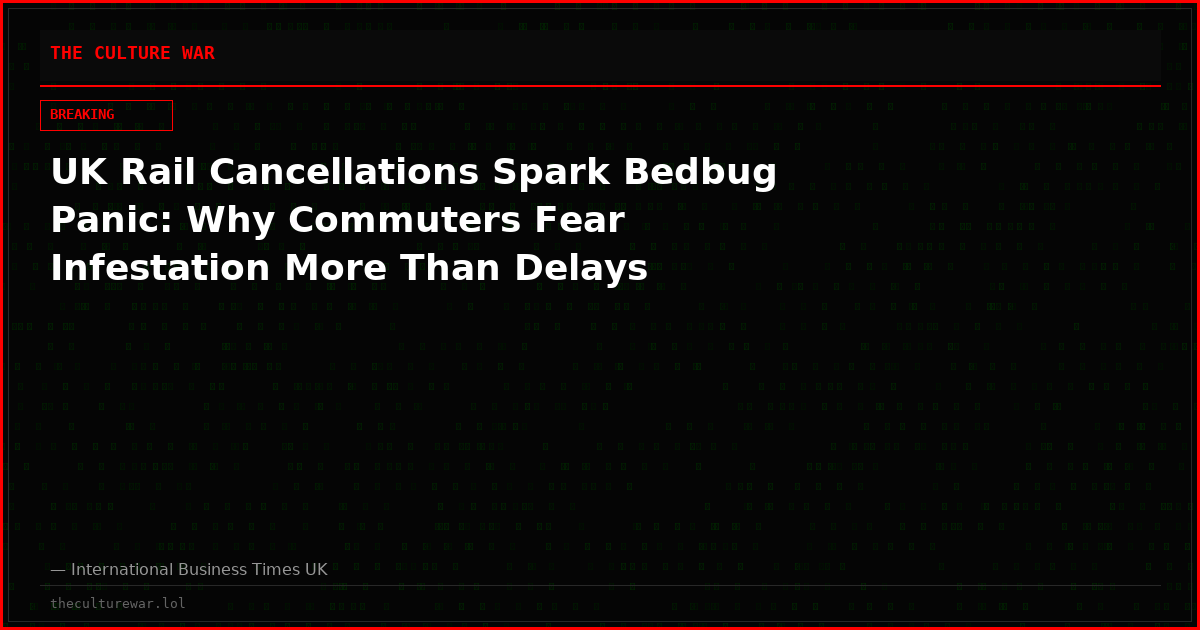UK Rail Cancellations Spark Bedbug Panic: Why Commuters Fear Infestation More Than Delays