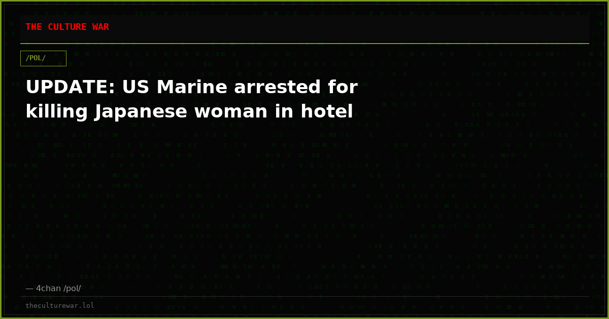 UPDATE: US Marine arrested for killing Japanese woman in hotel