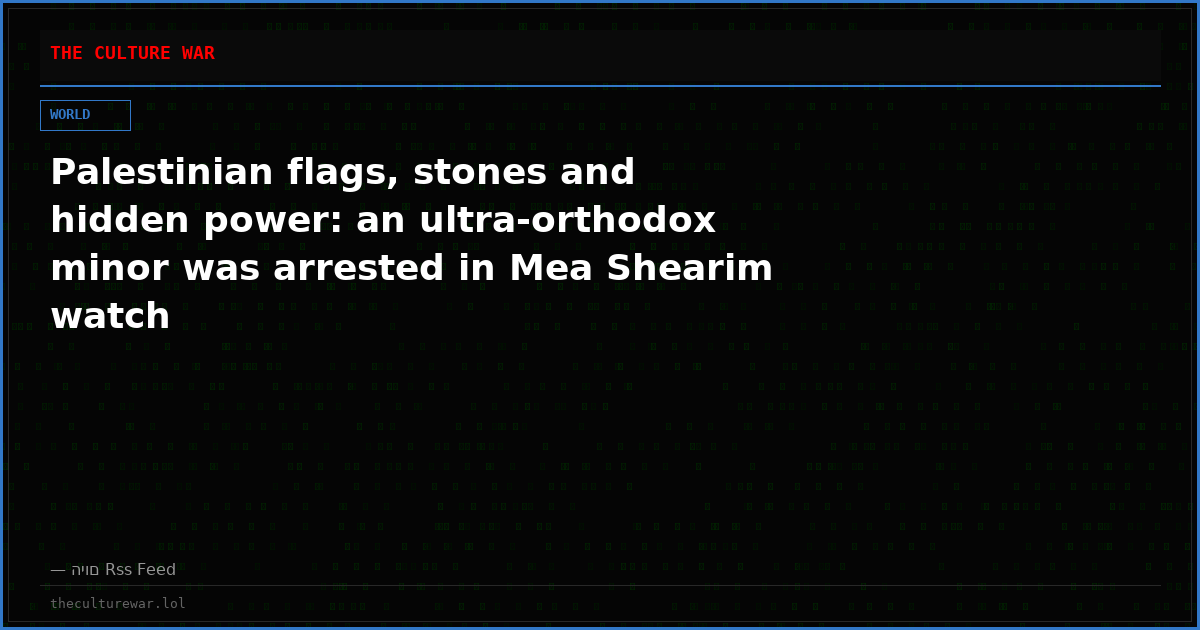 Palestinian flags, stones and hidden power: an ultra-orthodox minor was arrested in Mea Shearim watch