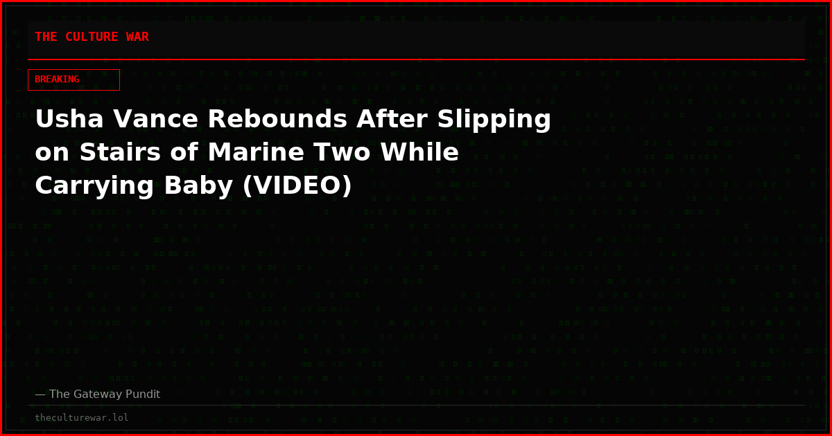 Usha Vance Rebounds After Slipping on Stairs of Marine Two While Carrying Baby (VIDEO)
