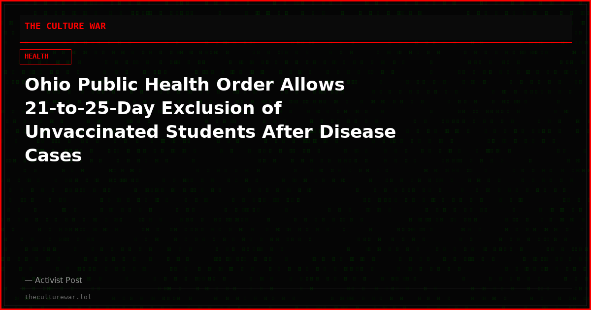 Ohio Public Health Order Allows 21-to-25-Day Exclusion of Unvaccinated Students After Disease Cases