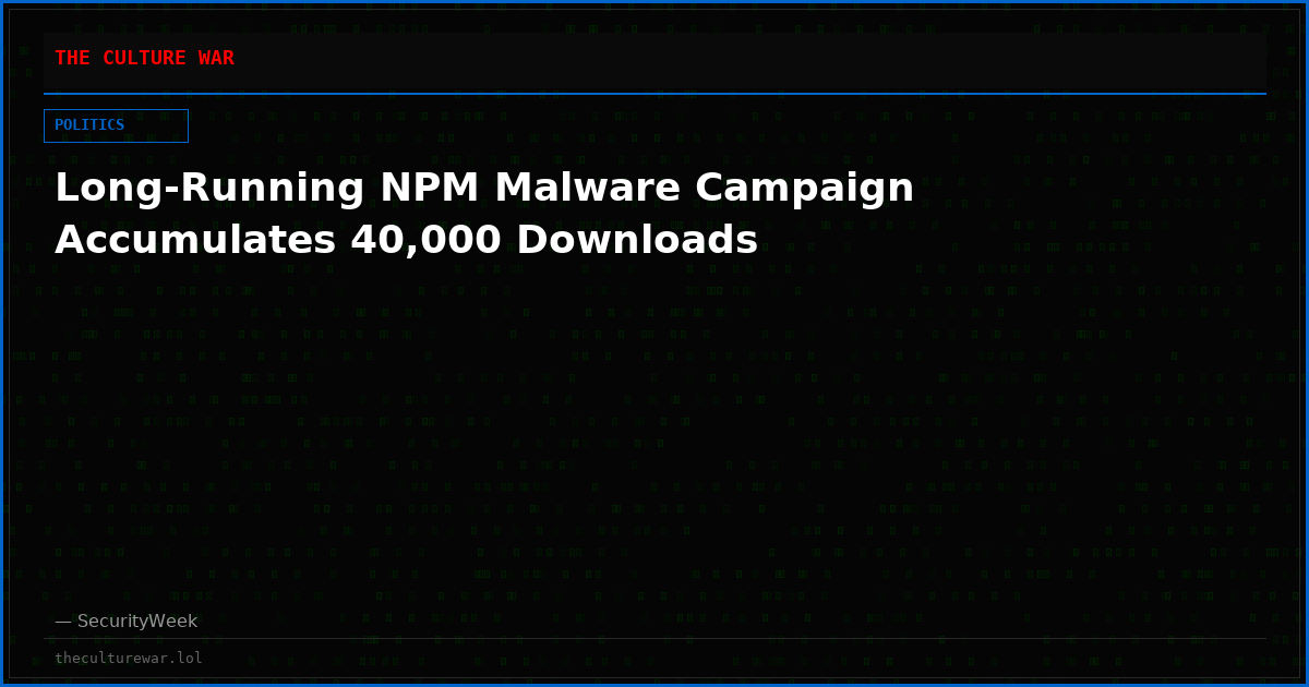 Long-Running NPM Malware Campaign Accumulates 40,000 Downloads