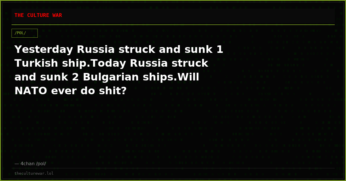 Yesterday Russia struck and sunk 1 Turkish ship.Today Russia struck and sunk 2 Bulgarian ships.Will NATO ever do shit?