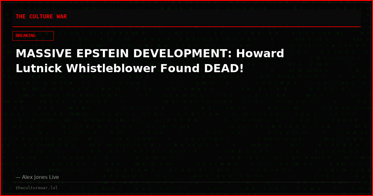 MASSIVE EPSTEIN DEVELOPMENT: Howard Lutnick Whistleblower Found DEAD!