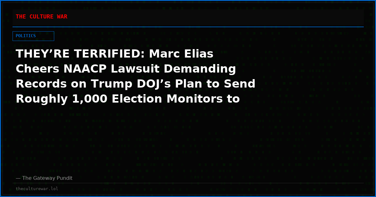 THEY’RE TERRIFIED: Marc Elias Cheers NAACP Lawsuit Demanding Records on Trump DOJ’s Plan to Send Roughly 1,000 Election Monitors to the Polls — and Gets BLASTED