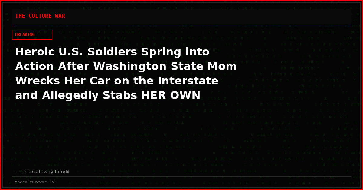 Heroic U.S. Soldiers Spring into Action After Washington State Mom Wrecks Her Car on the Interstate and Allegedly Stabs HER OWN CHILDREN