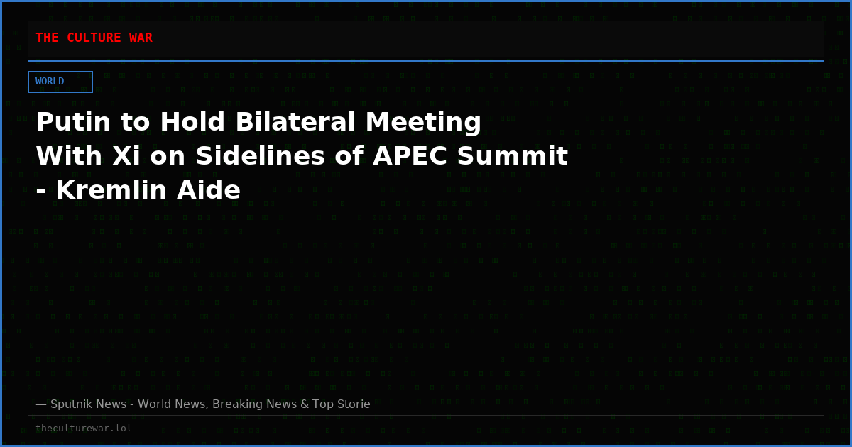 Putin to Hold Bilateral Meeting With Xi on Sidelines of APEC Summit - Kremlin Aide