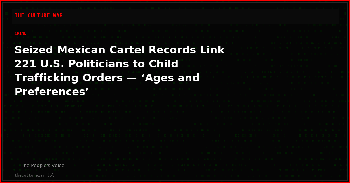 Seized Mexican Cartel Records Link 221 U.S. Politicians to Child Trafficking Orders — ‘Ages and Preferences’